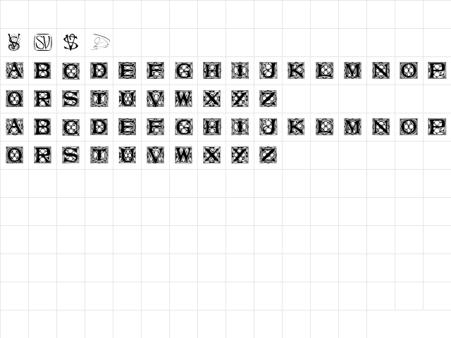 VarahCaps Regular  glyph index
