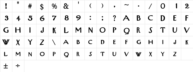 TribalSCapsSSK Bold  glyph index