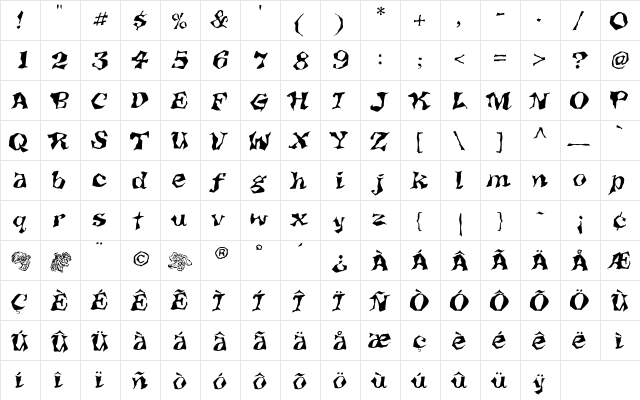 Hybrid Regular  glyph index