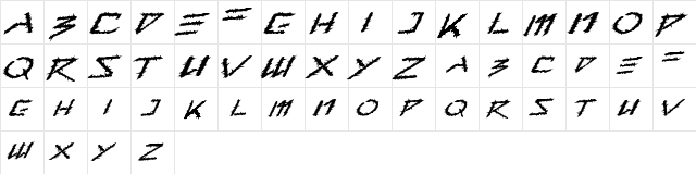 Barbed Type Regular  glyph index