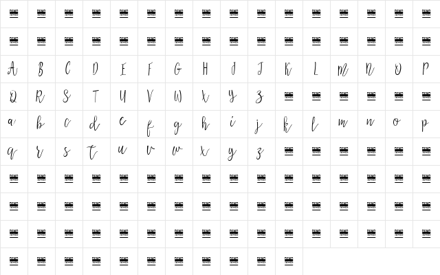 Aziya Demo Regular  glyph index