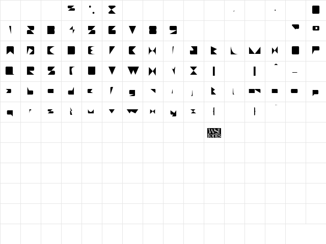 BizarreLapped Regular  glyph index