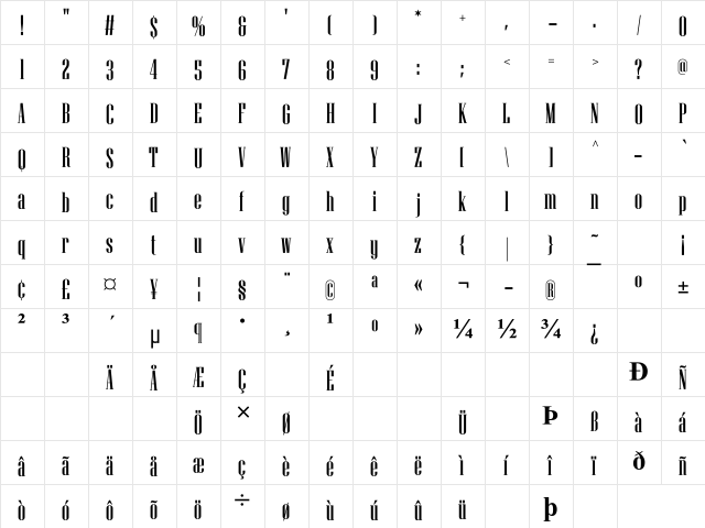 UKIJ Junun Regular  glyph index