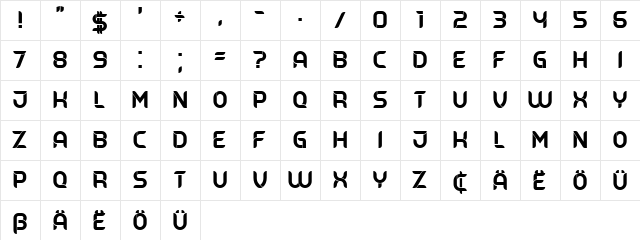 Belgrado Regular  glyph index