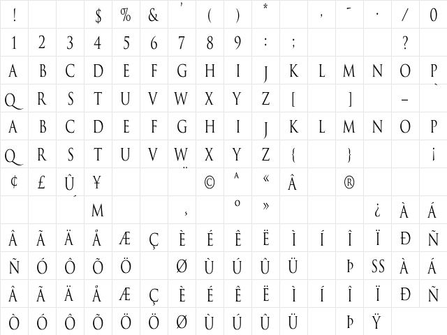 Trajan-Normal Cn Regular  glyph index
