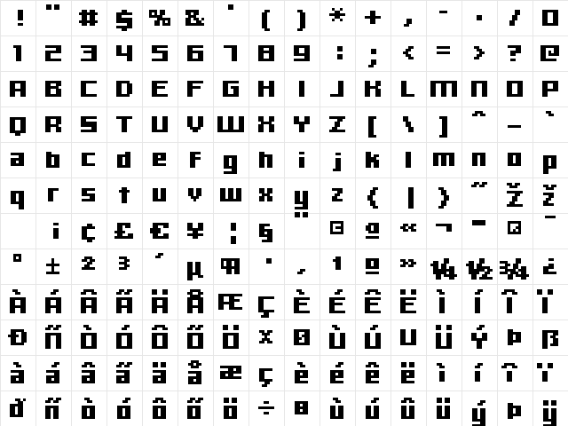 hooge 06_65 Regular  glyph index