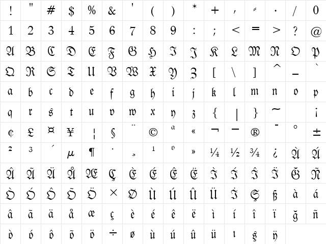 00933 Regular  glyph index