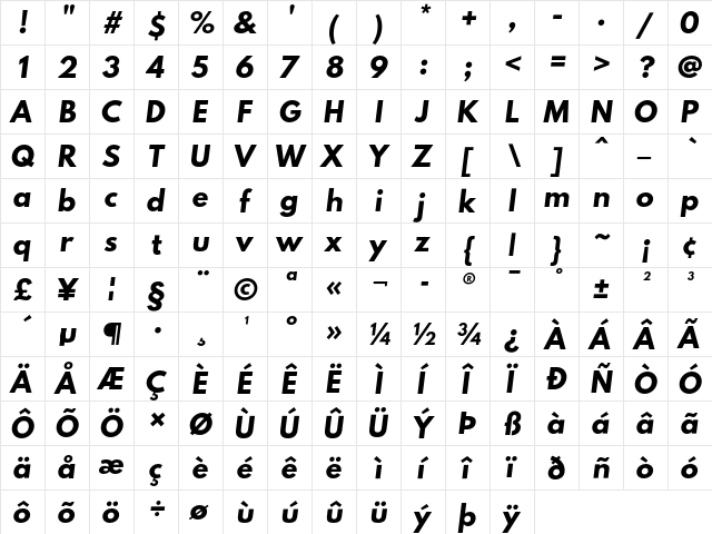 Hussar BdShlObl  glyph index