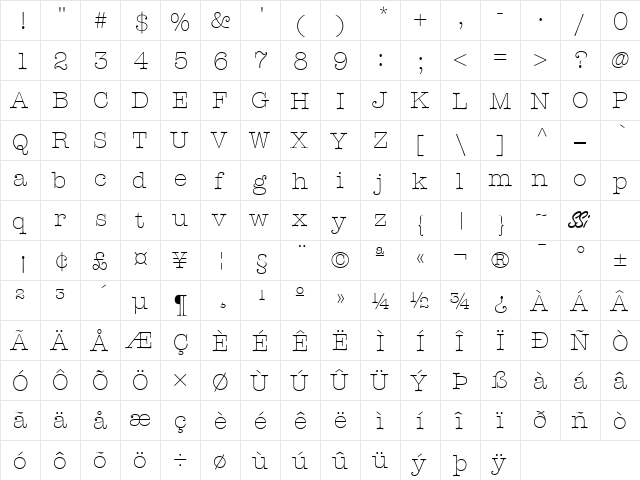 Keyboard Light SSi Light  glyph index