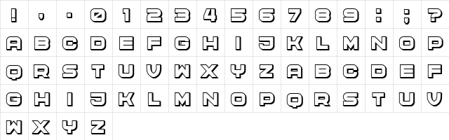 Cyber Princess 3D Regular  glyph index