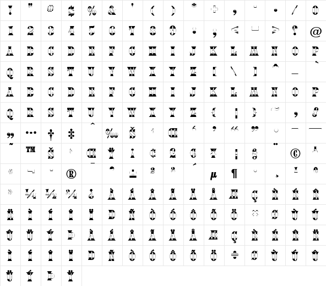 a_CalyxB&W Regular  glyph index