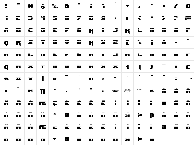 Jumpers Laser Regular  glyph index