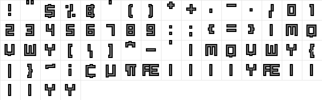 Robotic Harlequin II Regular  glyph index