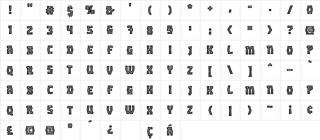 Orc Horde Inline BB Regular  glyph index