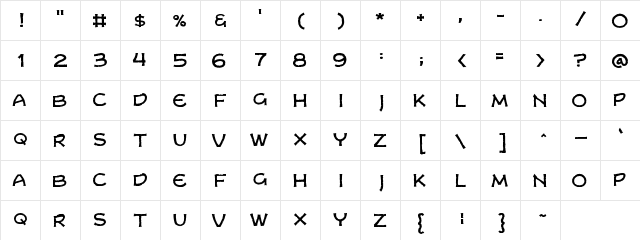 Dungeon Crawler CB Regular  glyph index
