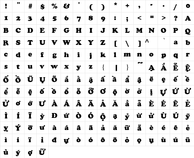 VI Thuy Tien Normal  glyph index