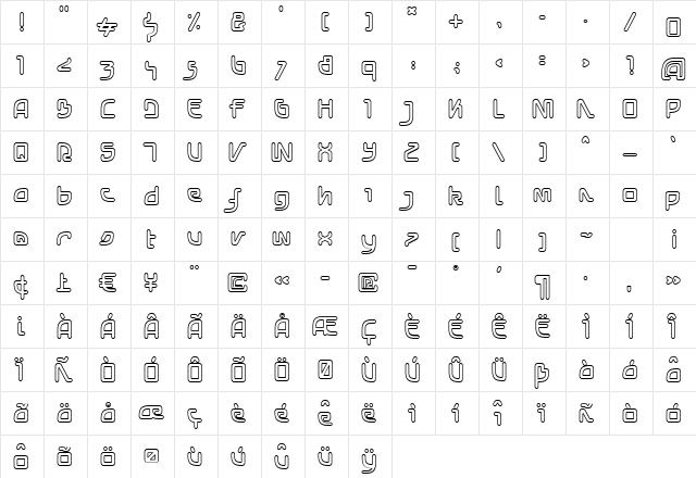 Neo TokioTwo Regular  glyph index