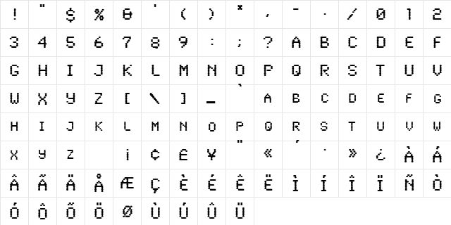 Lowtech Regular  glyph index