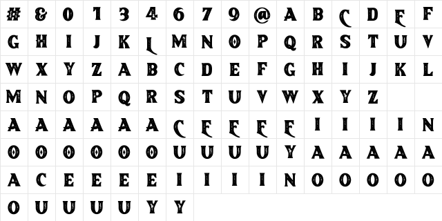 Brotherland Personal Use Only  glyph index