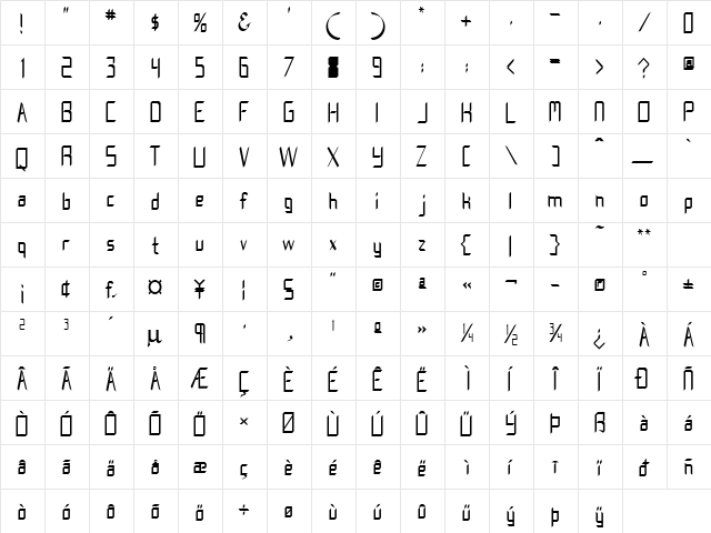 Leapfrog Normal  glyph index