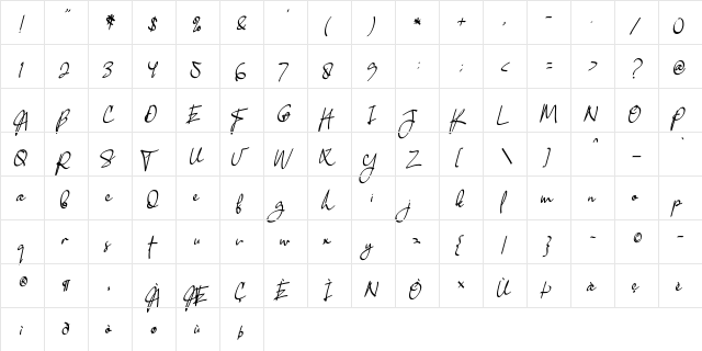 Elegature Regular  glyph index