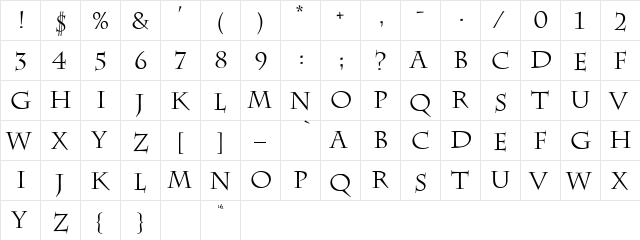 Empire Normal  glyph index