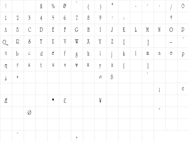 Machine Gun 2 Regular  glyph index