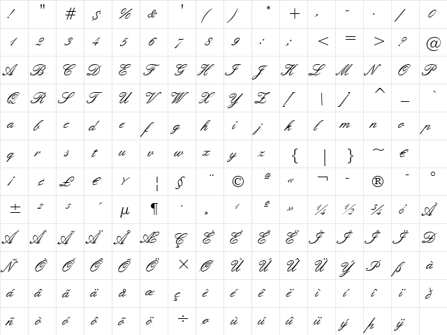 English157 BT Regular  glyph index