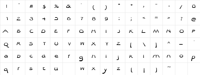Quibel Bold  glyph index