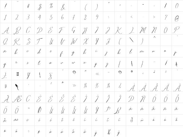 Romtthing Free Regular  glyph index