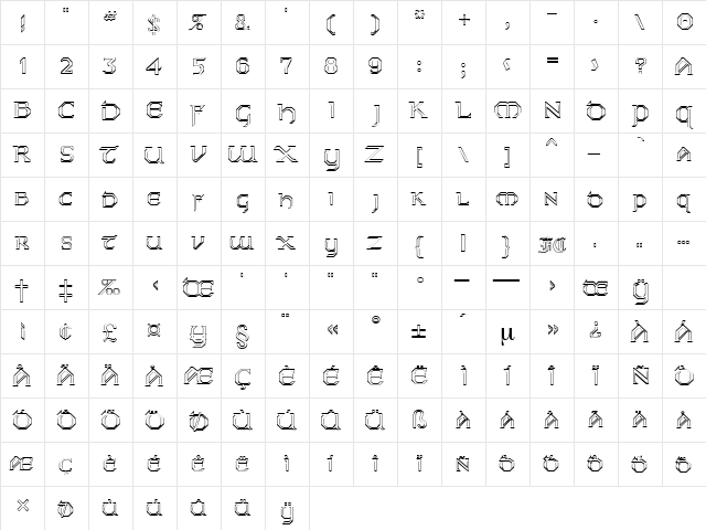 KarthagoOpen Regular  glyph index