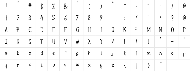 Aye Matey Regular  glyph index