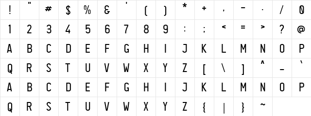 Plat Nomor Regular  glyph index