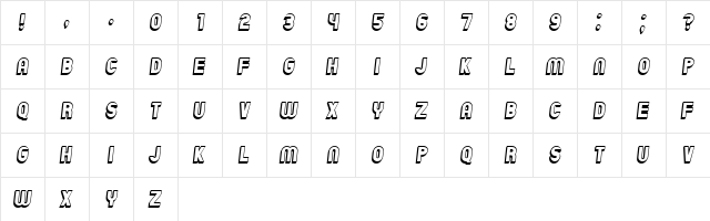 Chicago Flat 3D Italic  glyph index