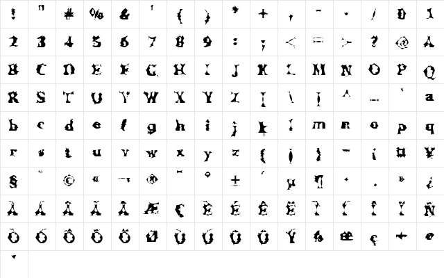 Manslem Regular  glyph index