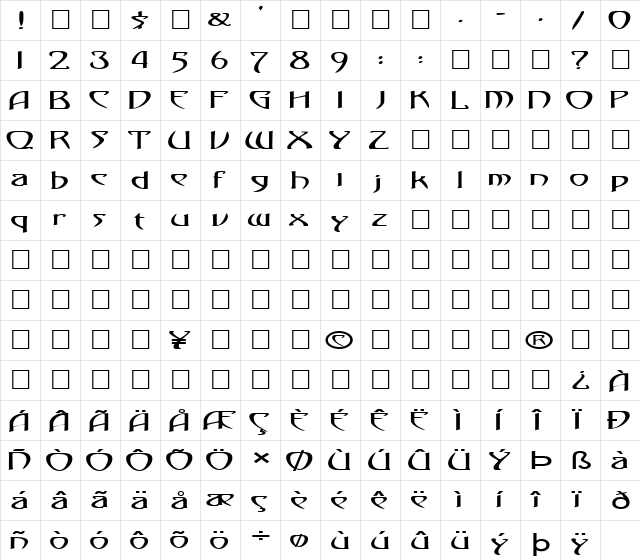 FZ JAZZY 1 EX Normal  glyph index