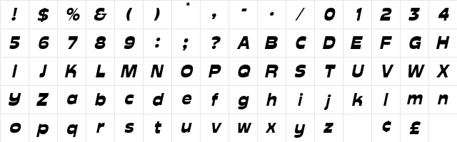 Elbe Oblique  glyph index