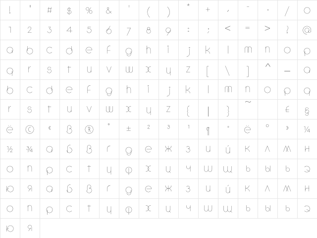 CircleC Regular  glyph index