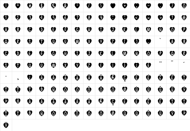 Love Is Awesome Regular  glyph index