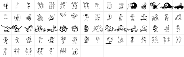 Kidsfontone Regular  glyph index