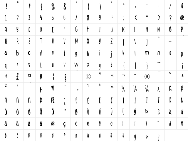 After Saturday Regular  glyph index