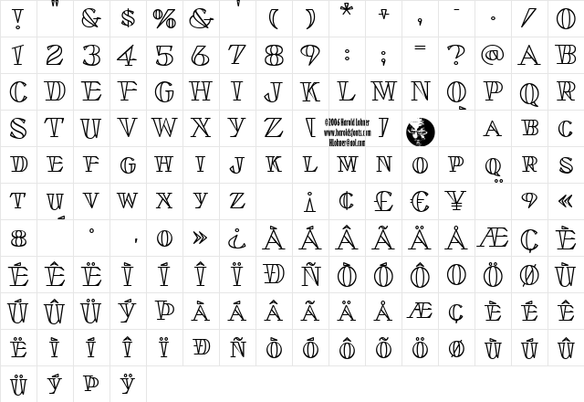 Stella Dallas Outline Regular  glyph index