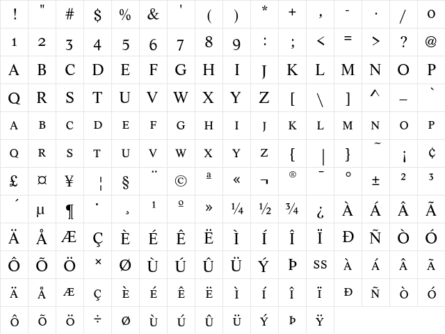 LifeSCEF Regular  glyph index