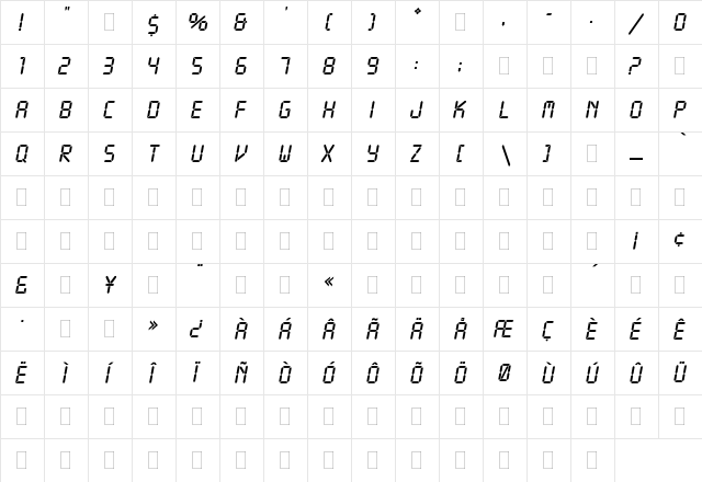 LCD Plain  glyph index