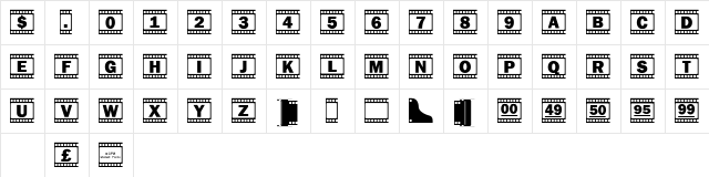 FilmStrip Regular  glyph index