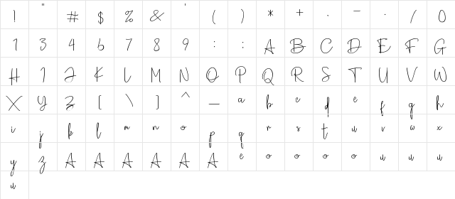 Broetown Signature BroetownSignatureRegular  glyph index