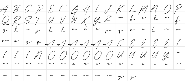 Classy Beautiful Regular  glyph index