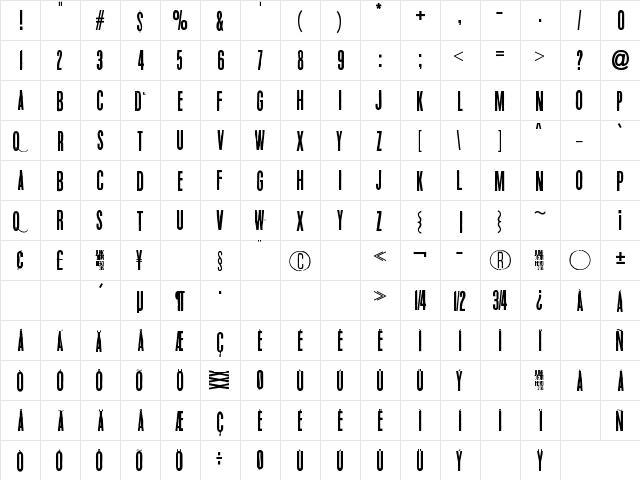 White Elephant Regular  glyph index