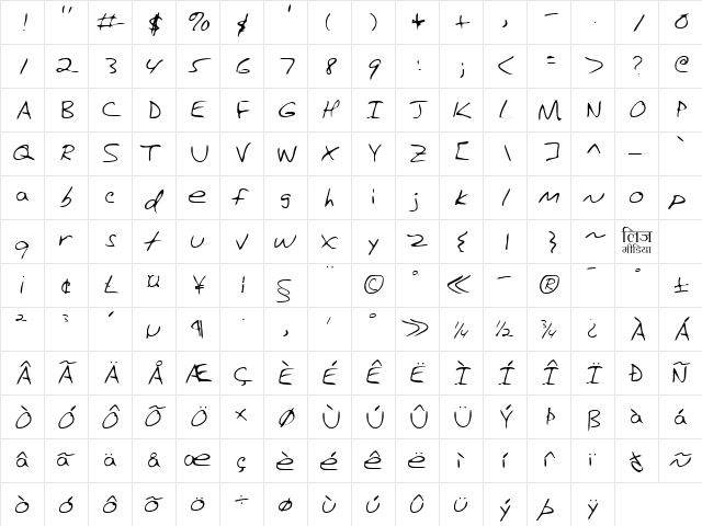 LEHN123 Regular  glyph index