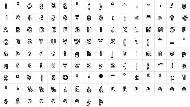 carbono Regular  glyph index